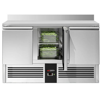 GGM Gastro Commercial Counter Fridge PREMIUM - 1368x700mm - with 3 doors - with upstand - capacity 368 litres