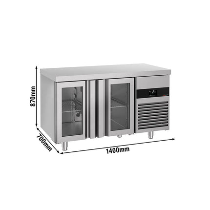 GGM Gastro Commercial Counter Fridge PREMIUM - 1400x700mm - glass doors - capacity 281 litres