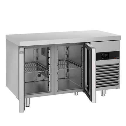 GGM Gastro Commercial Counter Fridge PREMIUM - 1400x700mm - glass doors - capacity 281 litres