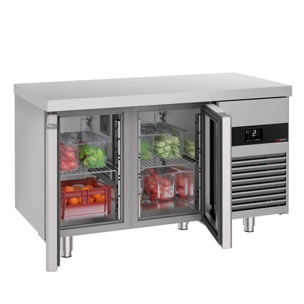 GGM Gastro Commercial Counter Fridge PREMIUM - 1400x700mm - glass doors - capacity 281 litres