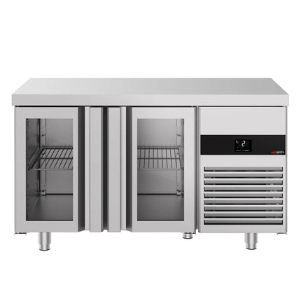 GGM Gastro Commercial Counter Fridge PREMIUM - 1400x700mm - glass doors - capacity 281 litres