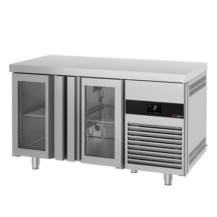 GGM Gastro Commercial Counter Fridge PREMIUM - 1400x700mm - glass doors - capacity 281 litres