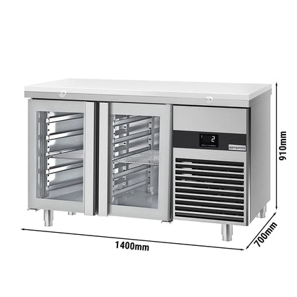GGM Gastro Commercial Counter Fridge PREMIUM - 1400x700mm - glass doors - incl. cutting board white - capacity 281 litres