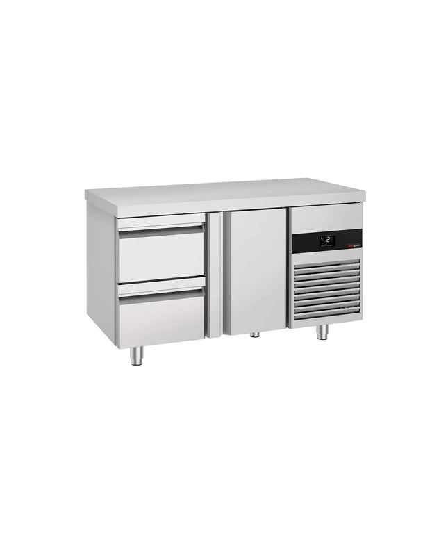 GGM Gastro Commercial Counter Fridge PREMIUM - 1400x700mm - with 1 door - 2 drawers - capacity 281 litres
