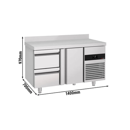 GGM Gastro Commercial Counter Fridge PREMIUM - 1400x700mm - with 1 door - 2 drawers - with upstand