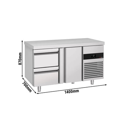 GGM Gastro Commercial Counter Fridge PREMIUM - 1400x700mm - with 1 door - 2 drawers - capacity 281 litres
