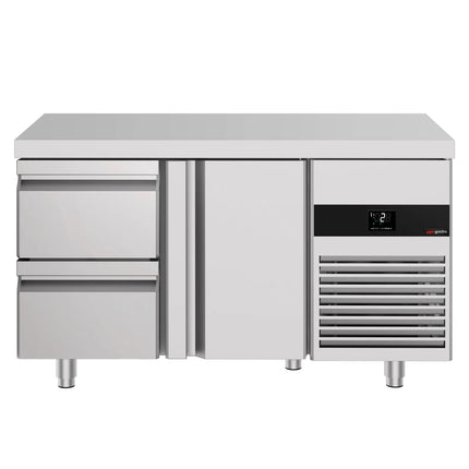 GGM Gastro Commercial Counter Fridge PREMIUM - 1400x700mm - with 1 door - 2 drawers - capacity 281 litres