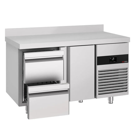GGM Gastro Commercial Counter Fridge PREMIUM - 1400x700mm - with 1 door - 2 drawers - with upstand
