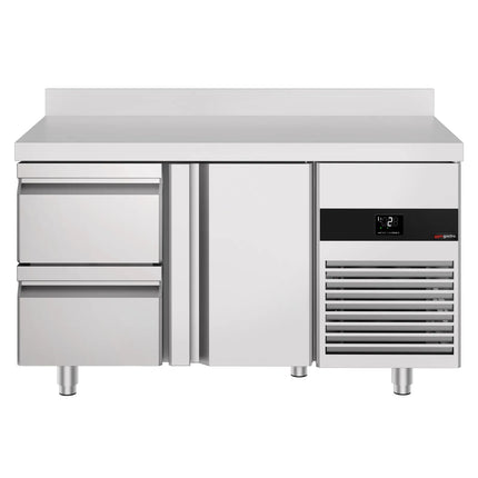 GGM Gastro Commercial Counter Fridge PREMIUM - 1400x700mm - with 1 door - 2 drawers - with upstand
