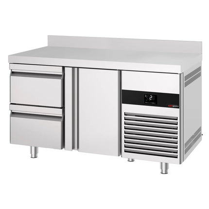 GGM Gastro Commercial Counter Fridge PREMIUM - 1400x700mm - with 1 door - 2 drawers - with upstand