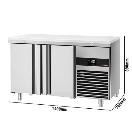 GGM Gastro Commercial Counter Fridge PREMIUM - 1400x700mm - with 2 doors - incl. cutting board white