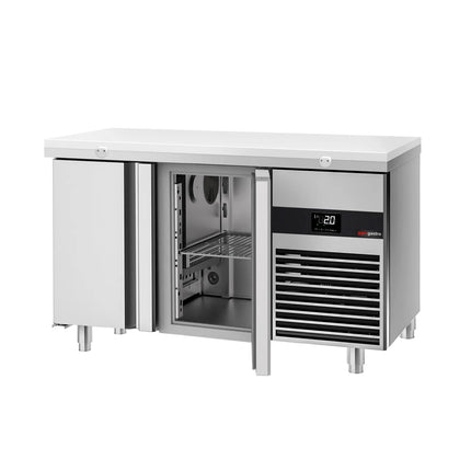 GGM Gastro Commercial Counter Fridge PREMIUM - 1400x700mm - with 2 doors - incl. cutting board white