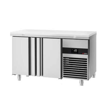 GGM Gastro Commercial Counter Fridge PREMIUM - 1400x700mm - with 2 doors - incl. cutting board white