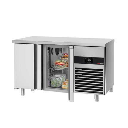 GGM Gastro Commercial Counter Fridge PREMIUM - 1400x700mm - with 2 doors - incl. cutting board red - capacity 281 litres