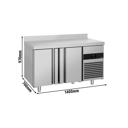 GGM Gastro Commercial Counter Fridge PREMIUM - 1400x700mm - with 2 doors - with upstand - capacity 281 litres
