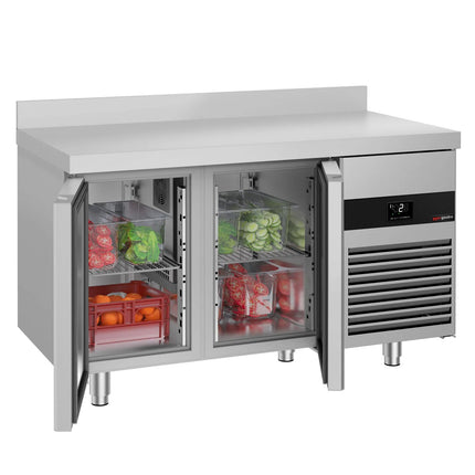 GGM Gastro Commercial Counter Fridge PREMIUM - 1400x700mm - with 2 doors - with upstand - capacity 281 litres