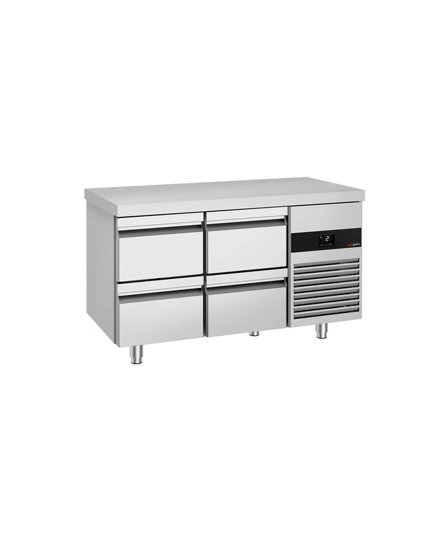 GGM Gastro Commercial Counter Fridge PREMIUM - 1400x700mm - with 4 drawers - capacity 281 litres