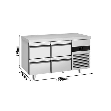 GGM Gastro Commercial Counter Fridge PREMIUM - 1400x700mm - with 4 drawers - capacity 281 litres