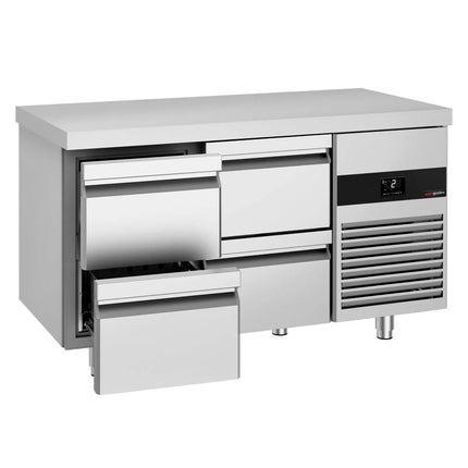 GGM Gastro Commercial Counter Fridge PREMIUM - 1400x700mm - with 4 drawers - capacity 281 litres
