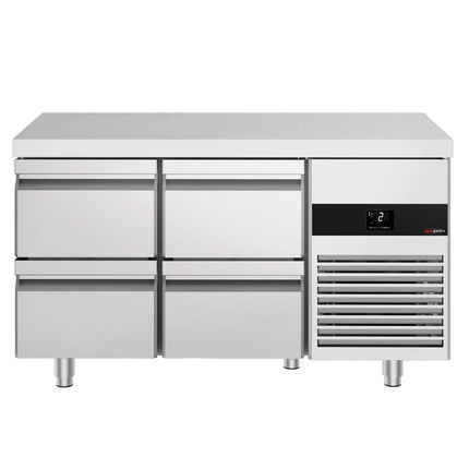 GGM Gastro Commercial Counter Fridge PREMIUM - 1400x700mm - with 4 drawers - capacity 281 litres