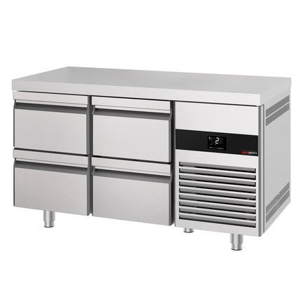 GGM Gastro Commercial Counter Fridge PREMIUM - 1400x700mm - with 4 drawers - capacity 281 litres