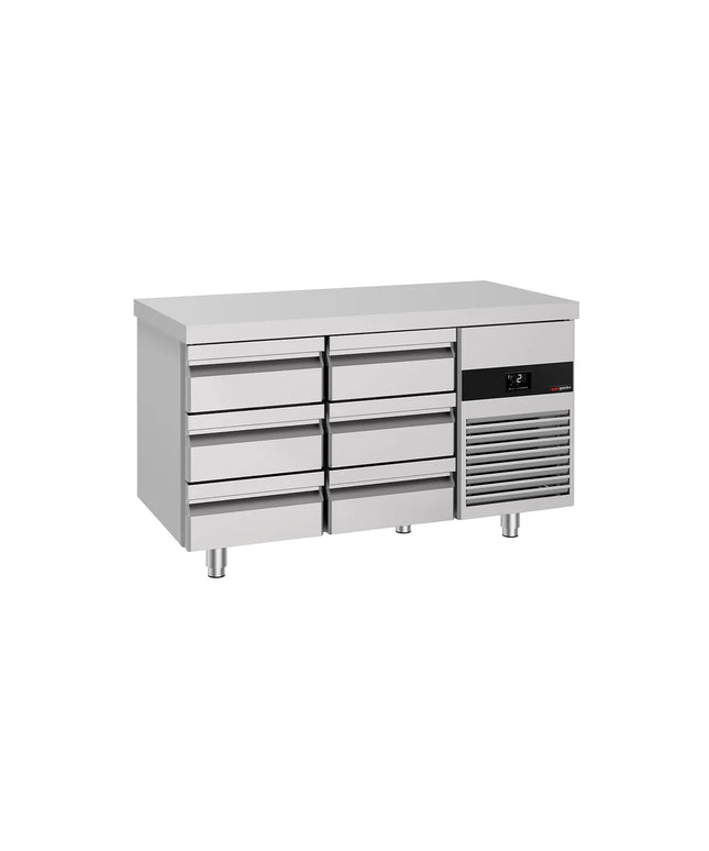 GGM Gastro Commercial Counter Fridge PREMIUM - 1400x700mm - with 6 drawers - capacity 281 litres