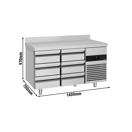 GGM Gastro Commercial Counter Fridge PREMIUM - 1400x700mm - with 6 drawers - with upstand - capacity 281 litres