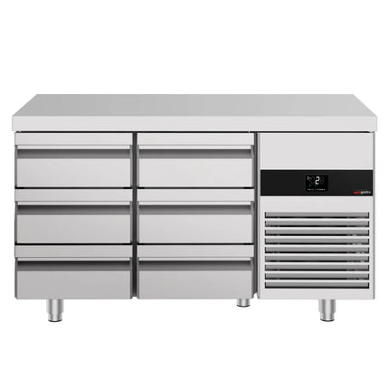 GGM Gastro Commercial Counter Fridge PREMIUM - 1400x700mm - with 6 drawers - capacity 281 litres