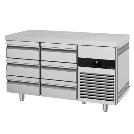 GGM Gastro Commercial Counter Fridge PREMIUM - 1400x700mm - with 6 drawers - capacity 281 litres