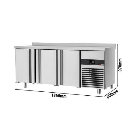 GGM Gastro Commercial Counter Fridge PREMIUM - 1865x600mm - with 3 doors - capacity 385 litres - soft-closing system - digital thermostat