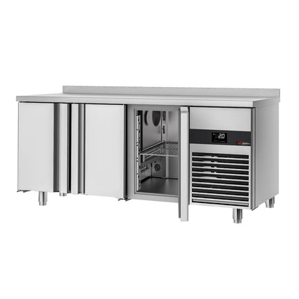 GGM Gastro Commercial Counter Fridge PREMIUM - 1865x600mm - with 3 doors - capacity 385 litres - soft-closing system - digital thermostat
