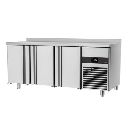 GGM Gastro Commercial Counter Fridge PREMIUM - 1865x600mm - with 3 doors - capacity 385 litres - soft-closing system - digital thermostat
