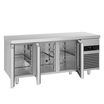 GGM Gastro Commercial Counter Fridge PREMIUM - 1865x700mm - glass doors - with 3 doors - capacity 474 litres