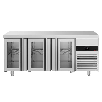 GGM Gastro Commercial Counter Fridge PREMIUM - 1865x700mm - glass doors - with 3 doors - capacity 474 litres