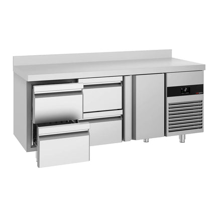 GGM Gastro Commercial Counter Fridge PREMIUM - 1865x700mm - with 1 door - 4 drawers - with upstand - capacity 474 litres