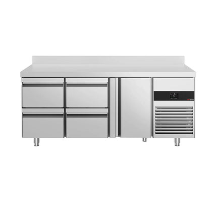 GGM Gastro Commercial Counter Fridge PREMIUM - 1865x700mm - with 1 door - 4 drawers - with upstand - capacity 474 litres