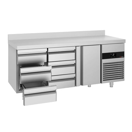 GGM Gastro Commercial Counter Fridge PREMIUM - 1865x700mm - with 1 door - 6 drawers - with upstand - capacity 474 litres