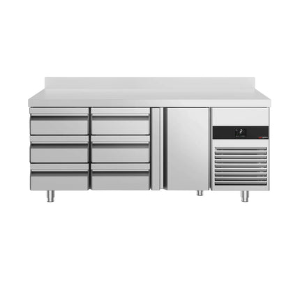 GGM Gastro Commercial Counter Fridge PREMIUM - 1865x700mm - with 1 door - 6 drawers - with upstand - capacity 474 litres