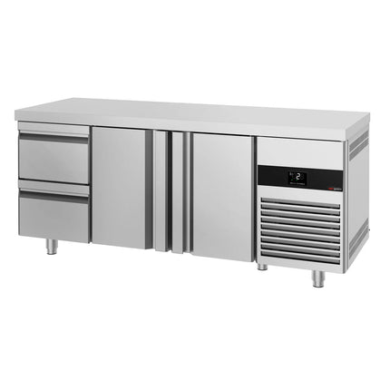 GGM Gastro Commercial Counter Fridge PREMIUM - 1865x700mm - with 2 doors / 2 drawers - capacity 474 litres