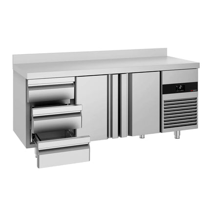GGM Gastro Commercial Counter Fridge PREMIUM - 1865x700mm - with 2 doors - 3 drawers [1/1] - with upstand