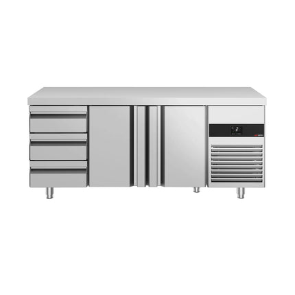 GGM Gastro Commercial Counter Fridge PREMIUM - 1865x700mm - with 2 doors - 3 drawers - capacity 474 litres