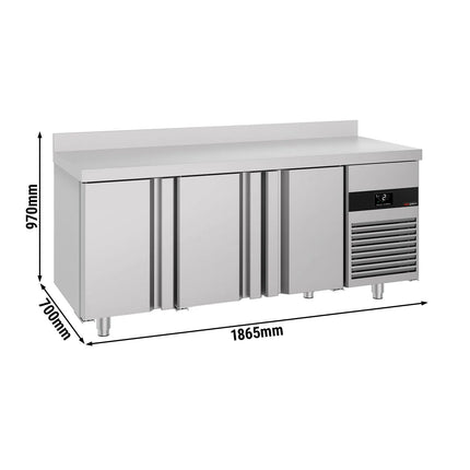 GGM Gastro Commercial Counter Fridge PREMIUM - 1865x700mm - with 3 doors - with upstand - capacity 474 litres