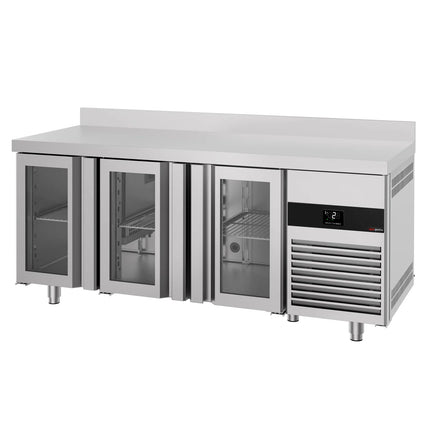 GGM Gastro Commercial Counter Fridge PREMIUM - 1865x700mm - with 3 glass doors - with upstand