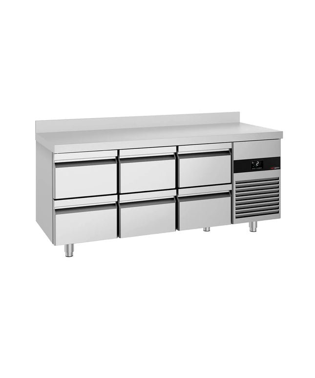 GGM Gastro Commercial Counter Fridge PREMIUM - 1865x700mm - with 6 drawers - with upstand - capacity 474 litres