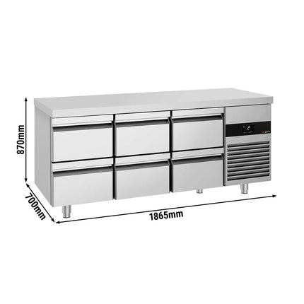 GGM Gastro Commercial Counter Fridge PREMIUM - 1865x700mm - with 6 drawers - capacity 474 litres