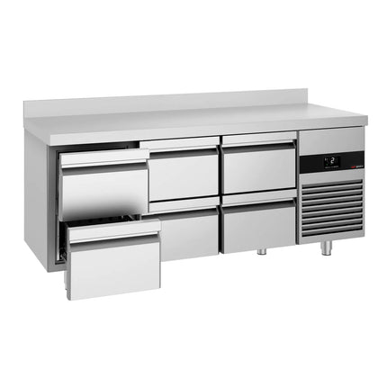 GGM Gastro Commercial Counter Fridge PREMIUM - 1865x700mm - with 6 drawers - with upstand - capacity 474 litres