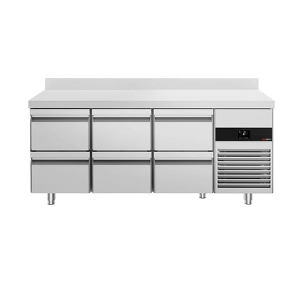 GGM Gastro Commercial Counter Fridge PREMIUM - 1865x700mm - with 6 drawers - with upstand - capacity 474 litres