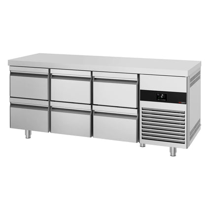 GGM Gastro Commercial Counter Fridge PREMIUM - 1865x700mm - with 6 drawers - capacity 474 litres