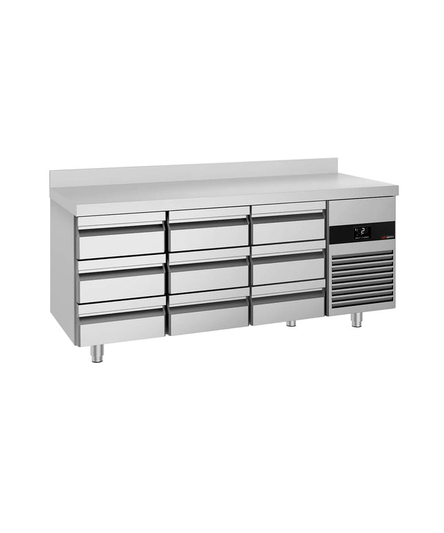GGM Gastro Commercial Counter Fridge PREMIUM - 1865x700mm - with 9 drawers - with upstand - capacity 474 litres
