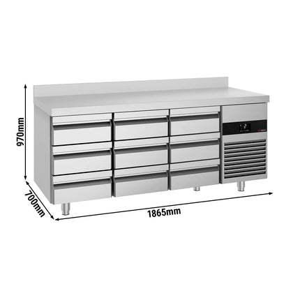 GGM Gastro Commercial Counter Fridge PREMIUM - 1865x700mm - with 9 drawers - with upstand - capacity 474 litres